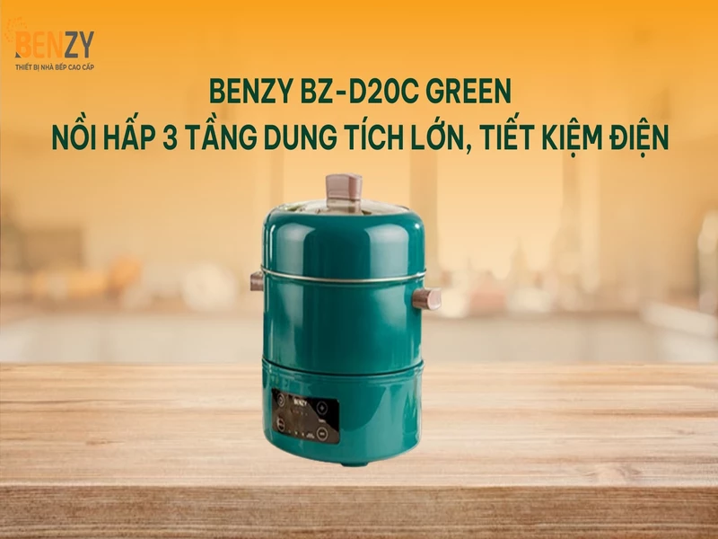 Benzy BZ-D20C GREEN - Nồi hấp 3 tầng dung tích lớn, tiết kiệm điện